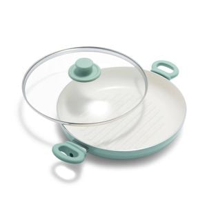 Greenlife 28cm Aluminium Soft Grip Grill Pan Home Kitchen Cookware Turquoise
