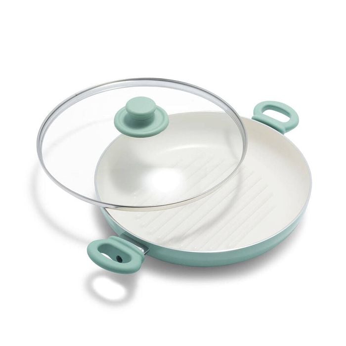 Greenlife 28cm Aluminium Soft Grip Grill Pan Home Kitchen Cookware Turquoise