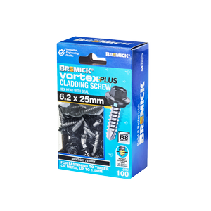 Bremick Vortex Plus Cladding Screw 6.2 x 25mm HEX B8 NS PK100