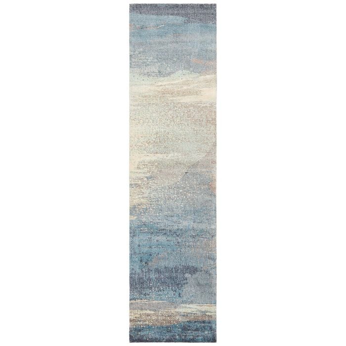 The Rug Connection Urban 563 Blue 400x76cm - Large Runner Printed And Hand Carved Indoor Rug