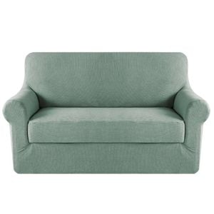 Smarcute 2 Seater 2-Piece Spandex Stretch Anti-Slip Sofa Cover Sage