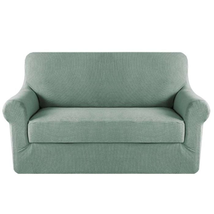 Smarcute 2 Seater 2-Piece Spandex Stretch Anti-Slip Sofa Cover Sage