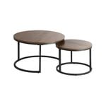 Oikiture Nesting Coffee Table Walnut 70CM & 50CM