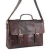 Pierre Cardin s Rustic Leather Flap Over 15" Laptop Computer  Dark Chocolate