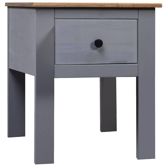 vidaXL Solid Wood Pine Bedside Cabinet Grey Panama Range Bed Stand Sideboard