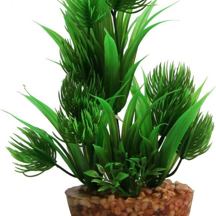 Aqua One Papyrus W/Gravel Base Plastic Plant - Med (28193)