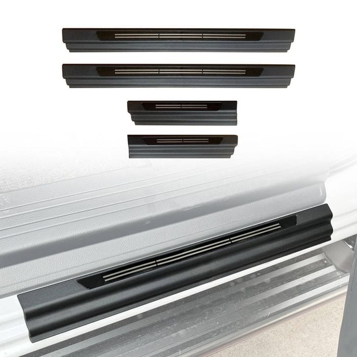 AUSGO Black ABS Door Sill Protector for Mitsubishi Triton MQ MR Series Dual Cab 2015-2024 Scuff Plate Cover
