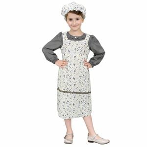 Girls Grandma Old Lady Costume Victorian Schoolgirl 100 Days Party Halloween 10-12 Years Old