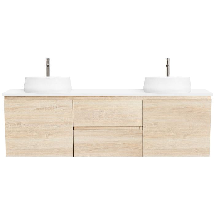 CIBO 1500mm Coast Veneer Nordic Wall Hung Bathroom Vanity With White Matte Pod Basins
