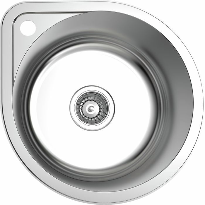 Mondella - Resonance Sink Bowl Round with Overflow Kit & Pre Cut Hole for Mixer Tap