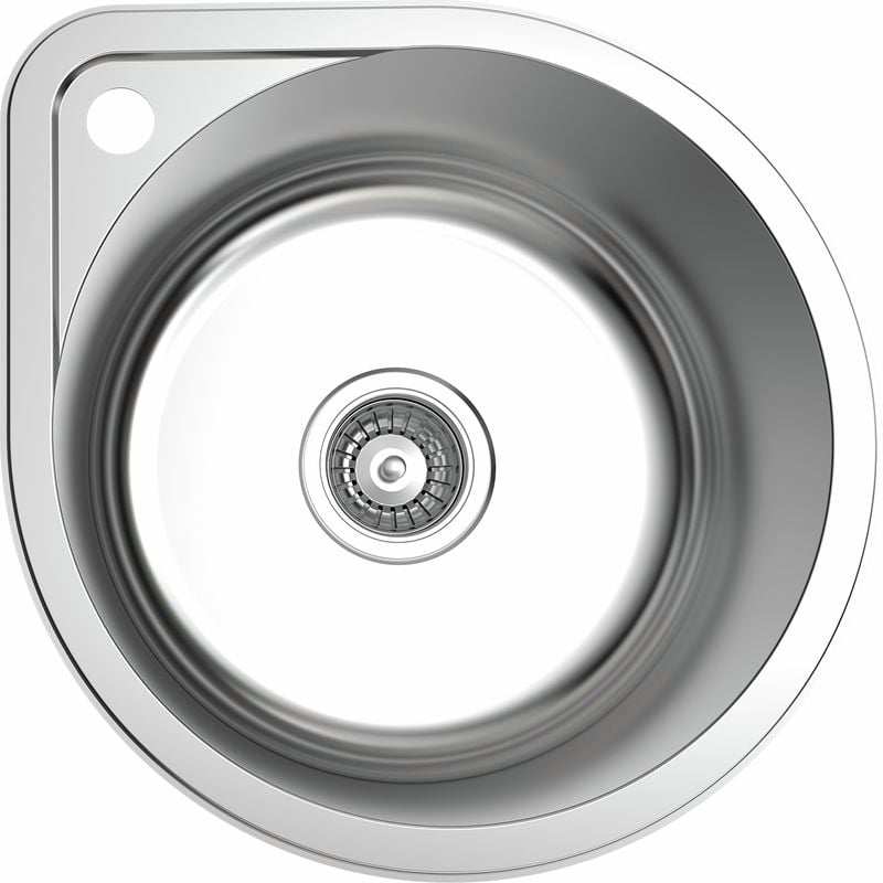 Mondella - Resonance Sink Bowl Round with Overflow Kit & Pre Cut Hole for Mixer Tap