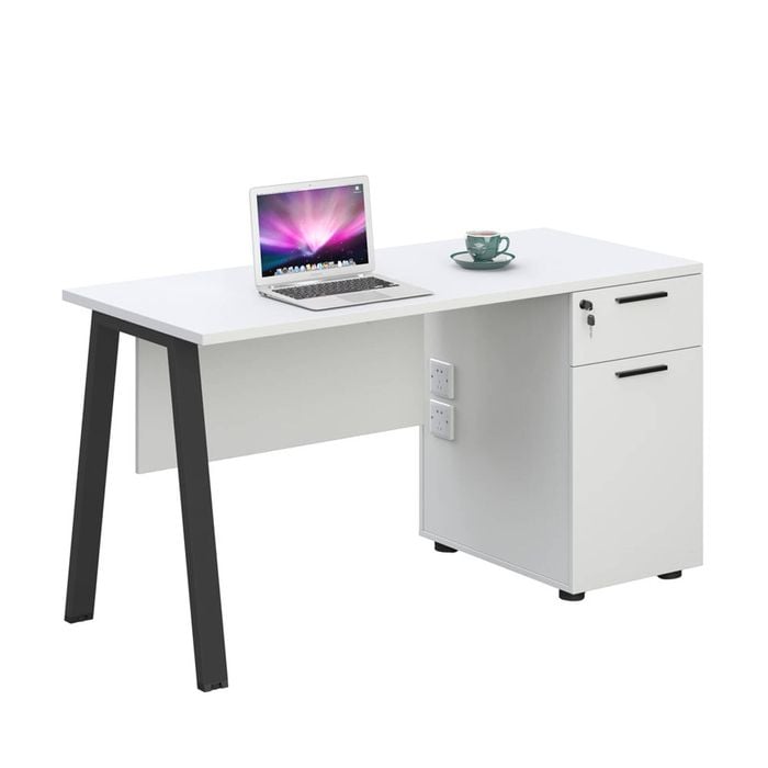 Modern Furniture ASPEN Single Workstation 160cm - White & Black