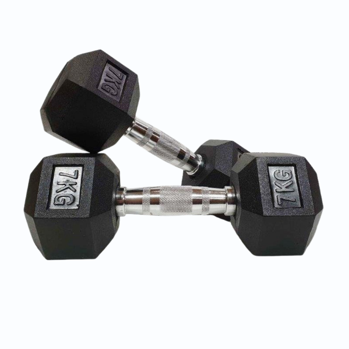 Morgan Rubber Hex Dumbbells - Pair [7kg]
