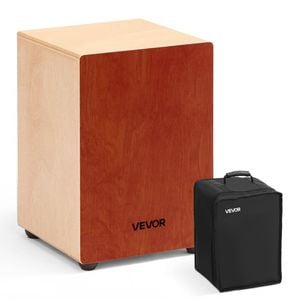 VEVOR 305 x 305 x 430 mm Cajon Box Drum Red with Internal Snare Wires Wooden Travel Bag