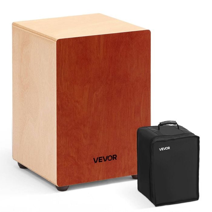 VEVOR 305 x 305 x 430 mm Cajon Box Drum Red with Internal Snare Wires Wooden Travel Bag