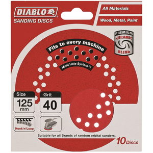 Diablo 125mm 40 Grit Multi Surface Orbital Sanding Discs - 10 Pack