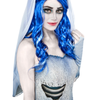 Corpse Bride Emily Wig Long Wavy Adult Halloween Costume Blue