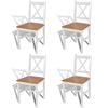 vidaXL 4x Dining Chair Pinewood White Natural Cafe Room Seat Kitchen Furniture