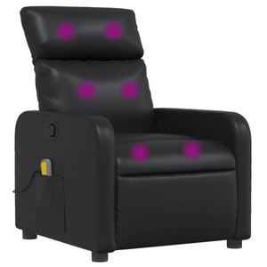 vidaXL Massage Recliner Chair Single Sofa Armchair Bedroom Black Faux Leather