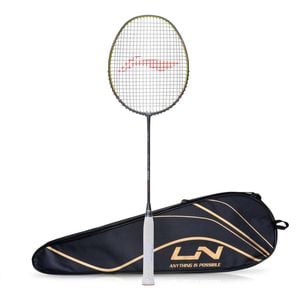 Li-Ning Wind Lite 700 II Carbon Fibre Badminton Strung Racket with Full Cover | For Intermediate | Size: 77gm | Dark Grey-Lime