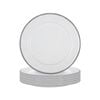 Argon Tableware 20cm Enamel Side Plates - Grey Rim - Set Of 6 - 8inch Small Dish Plates Metal Enamel Tableware Dinner Set