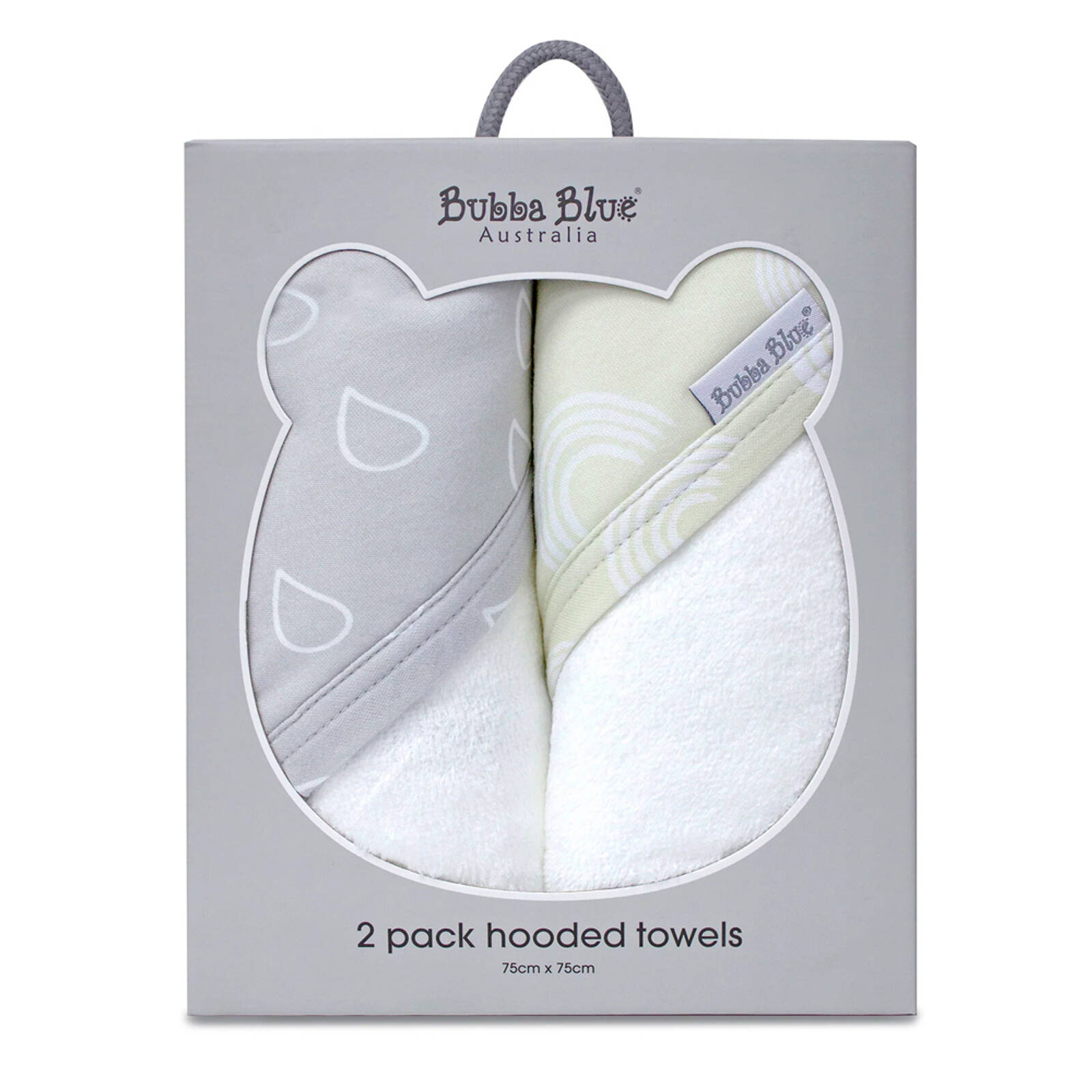 2PK Bubba Blue Bamboo Cotton 6.75x75cm Nordic Hooded Towel Baby 0-12m Grey/Sand thumbnail 2