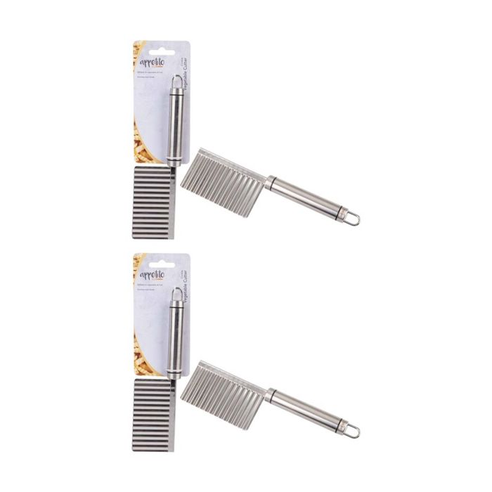 2x Appetito Crinkle Vegetable Cutter Stainless Steel Ruffle Cut Ergonomic Handle