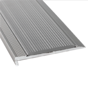 Duratac 900mm Clear Aluminium Stair Nosing with Grey Vinyl Insert & Countersunk Holes - 5 Pack