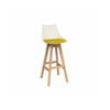 Olg Luna Bar Stool Oak Legs White Shell Bumblebee Yellow Seat Pad