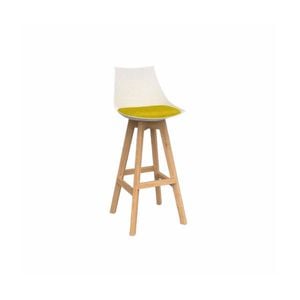 Olg Luna Bar Stool Oak Legs White Shell Bumblebee Yellow Seat Pad