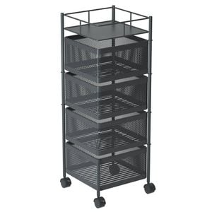 SOGA 4 Tier Steel Square Rotating Cart with Wheels