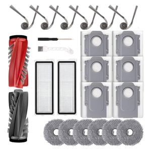 FOHOA Replacement Kit for Roborock Qrevo Edge EdgeC Curv C 2 Main Brush 6 Side Brush 6 Mop Pads