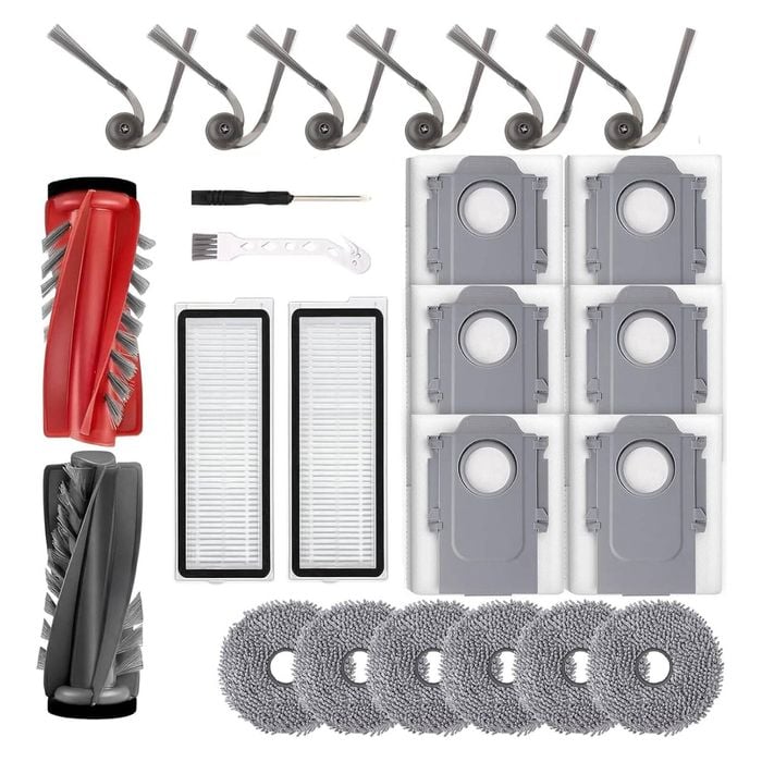 FOHOA Replacement Kit for Roborock Qrevo Edge EdgeC Curv C 2 Main Brush 6 Side Brush 6 Mop Pads