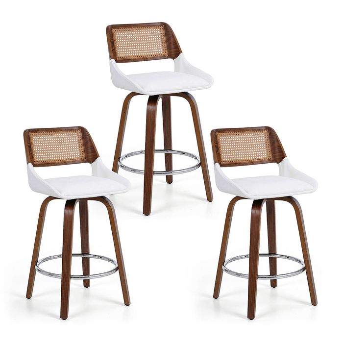 Artiss 60cm Wooden Bar Stools Set of 3 Swivel Kitchen Counter Stool Chair