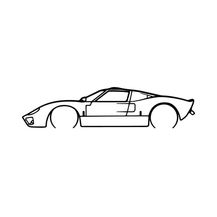 Ignite Laser Ford GT40 Silhouette Metal Wall Art Coated Black 23.6inch/60cm