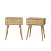 Oikiture Bedside Tables Set of 2 Side Table Storage Cabinet Nightstand Rattan