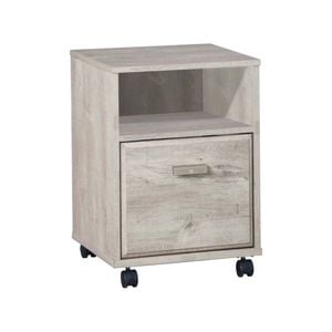 Maestro Furniture Elle Office Storage Mobile Pedestal Storage Cabinet W/ Open Shelf - Washed Grey