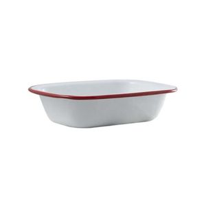 Urban Style Enamelware 20cm Pie Dish w/ Red Rim - White
