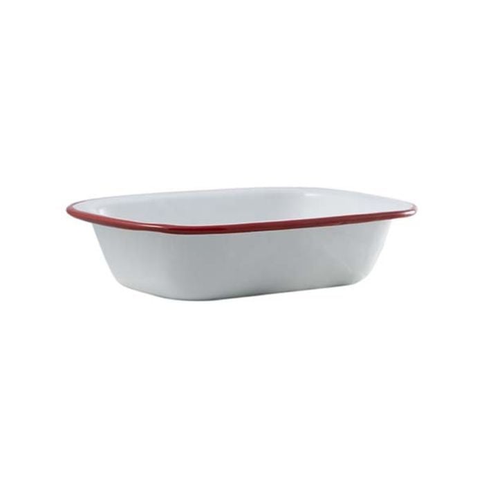 Urban Style Enamelware 20cm Pie Dish w/ Red Rim - White