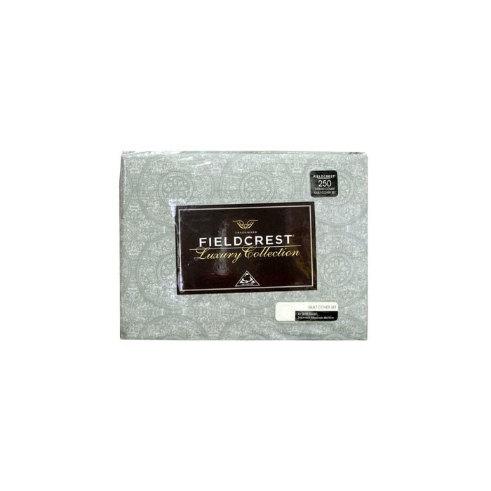 Fieldcrest 250TC Cotton Reversible Mandala Silver Quilt Cover Set Queen