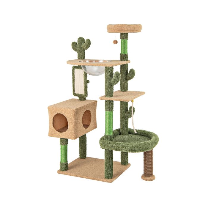 Costway Cat Tree Sisal Cat Tower Multi-level Scratching Post - Green