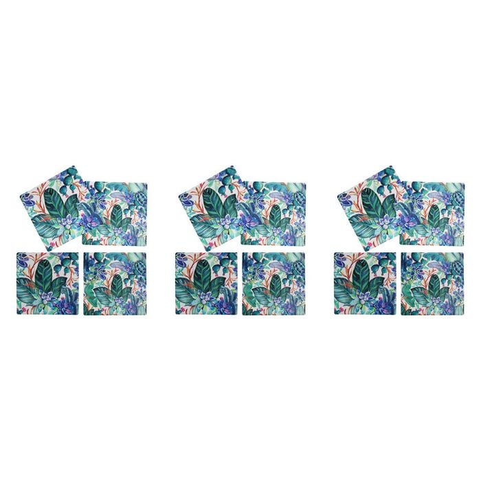 3x 4pc LVD Porcelain Coasters Tropics Home/Kitchen Decor 10cm Square
