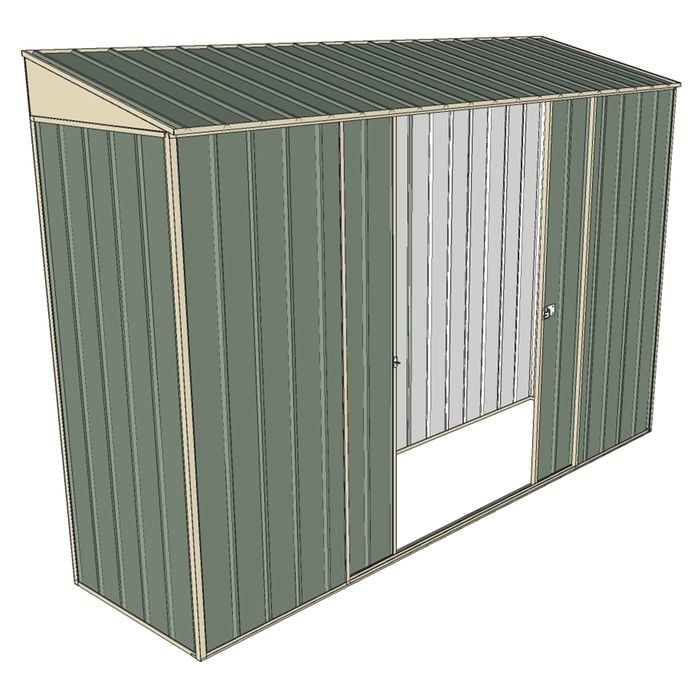 Build-a-Shed 3.0 x 0.8 x 2.0m Double Sliding Door Skillion Shed - Green