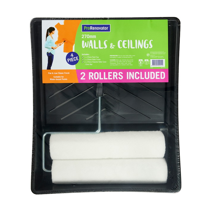 ProRenovator 270mm 4 Piece Walls And Ceilings 2 Rollers Kit