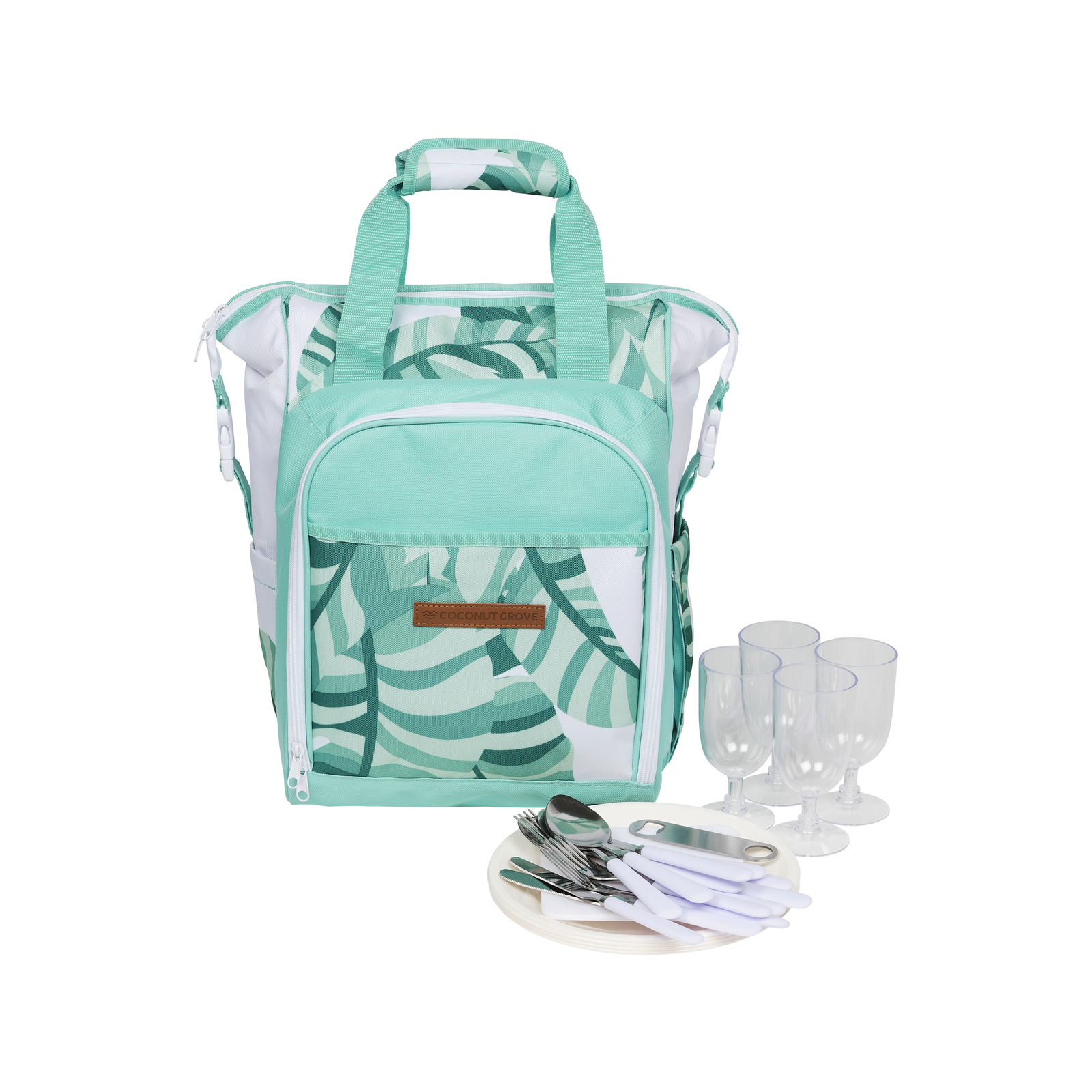 Coconut Grove Large 310x220x410mm Green Family Picnic Cooler Backpack Palms product image