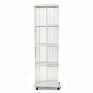 Ufurniture Rotating Bookshelf 4-tier Acrylic Bookcase Corner Standing Display Shelf Organizer Cd Storage Rack Beige