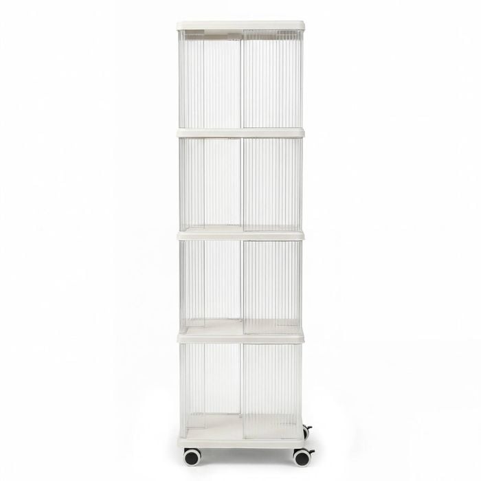 Ufurniture Rotating Bookshelf 4-tier Acrylic Bookcase Corner Standing Display Shelf Organizer Cd Storage Rack Beige