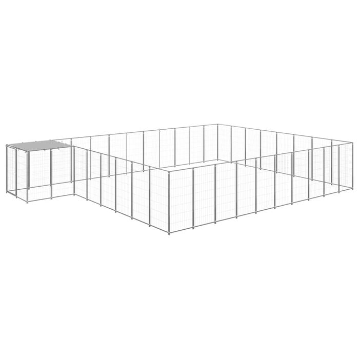 vidaXL Dog Kennel Silver 25.41 m² Steel Outdoor Puppy Enclosure Dog Cage House