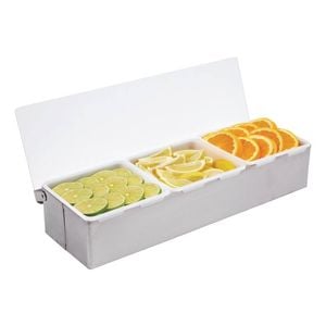 Olympia Condiment Dispenser Stainless Steel 3 X 2 Pint 76x460x152mm Commercial Bar Garnish Holder