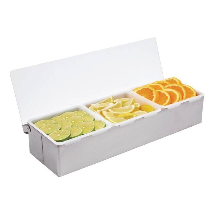 Olympia Condiment Dispenser Stainless Steel 3 X 2 Pint 76x460x152mm Commercial Bar Garnish Holder
